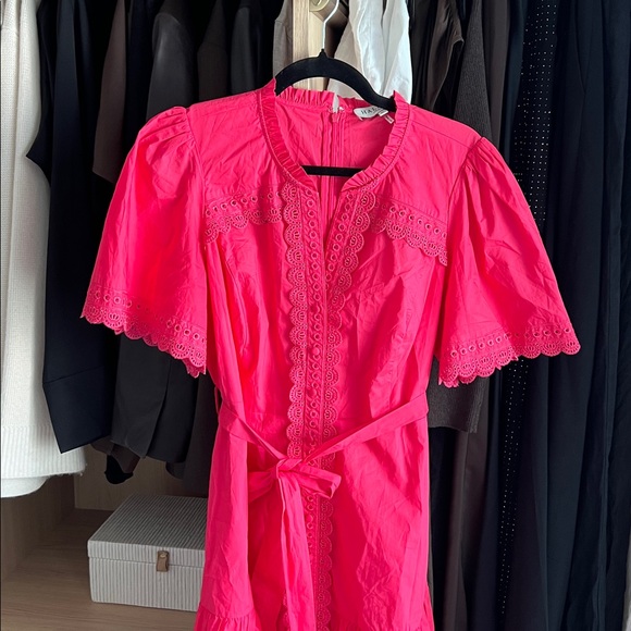 Hale Bob Solid Cotton Poplin Mini Fuchsia Dress XL (Kaja Solid Poplin Dress) - Picture 3 of 9